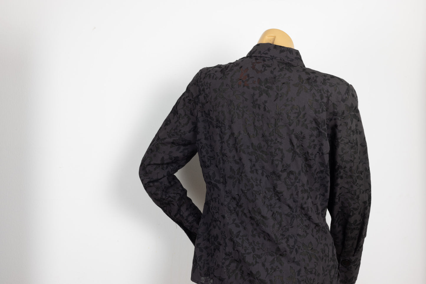 Black Semi Sheer Floral Blouse